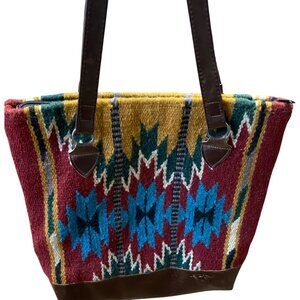 El Paso Saddle Blanket LARGE Tote Bag Purse Southwestern Aztec Wool 16"X16"